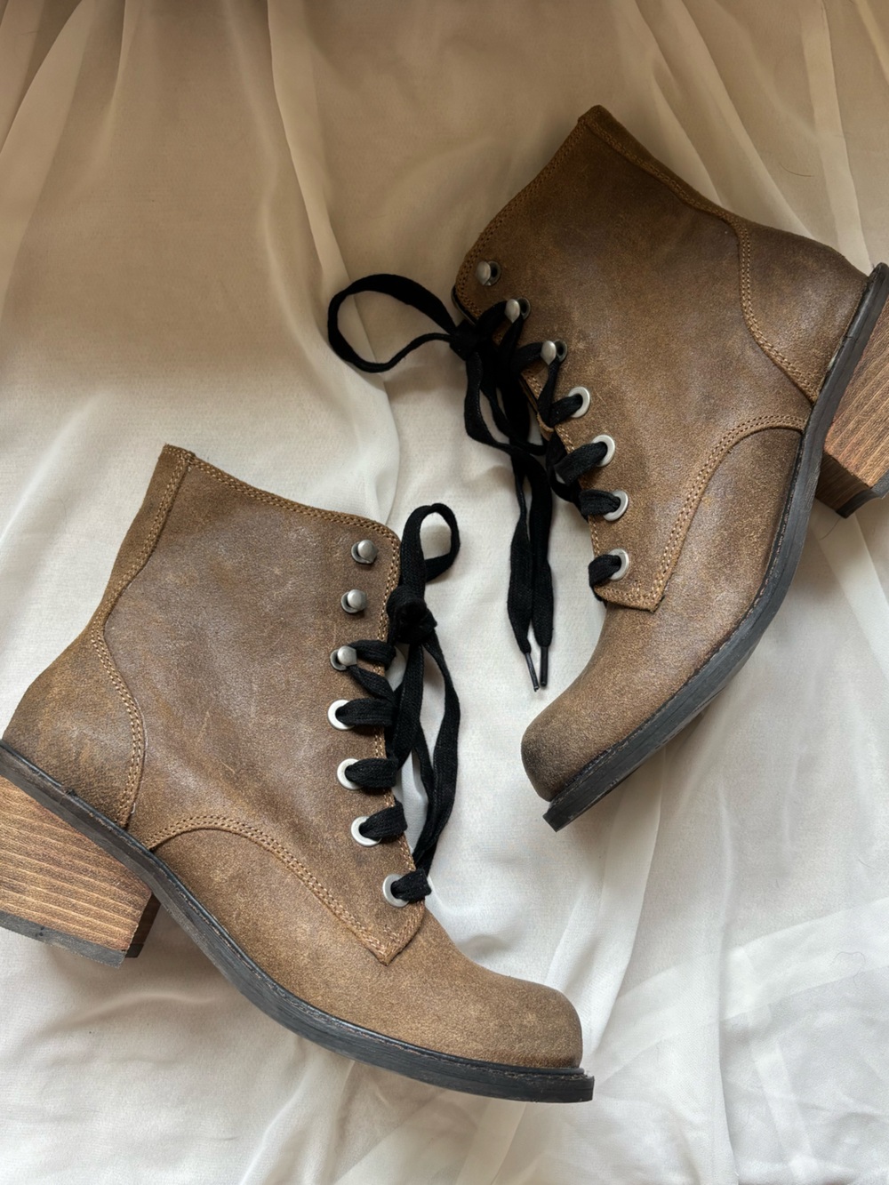 Dolce Vita Brown Lace-Up Boho Grunge Festival Utility Mini Heeled Ankle Boot 5.5